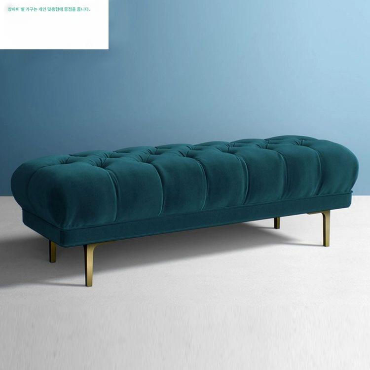 벨벳 벤치소파 골드 라운지 긴소파 골드메탈 스툴 벤치쇼파 60x40x40 연회색 - 상세 이미지 3