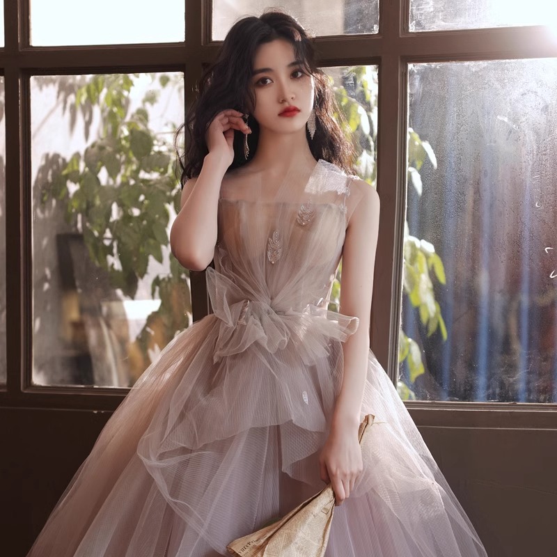 이브닝 드레스 연주회 브라이덜샤워 파티룩 여성 슈퍼 요정 연회 가벼운 럭셔리 웨딩 촬영 - 상세 이미지 2