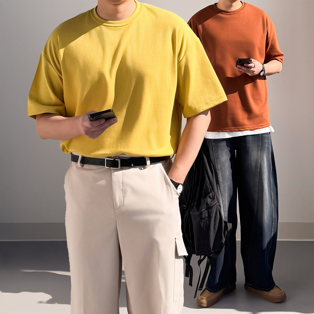 1+1 무지티 남자빅사이즈반팔티 비침없는흰티 - 상세 이미지 5