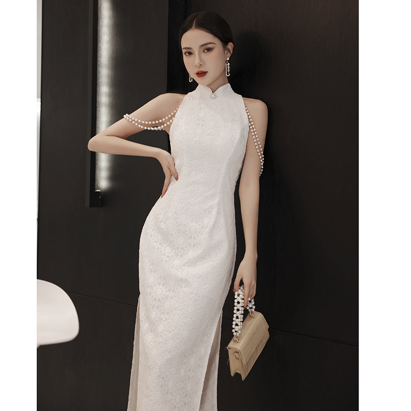 연주회 드레스 이브닝 브라이덜샤워 파티룩 치파오 작은 개선 여성의 가벼운 럭셔 웨딩 촬영 - 상품 이미지