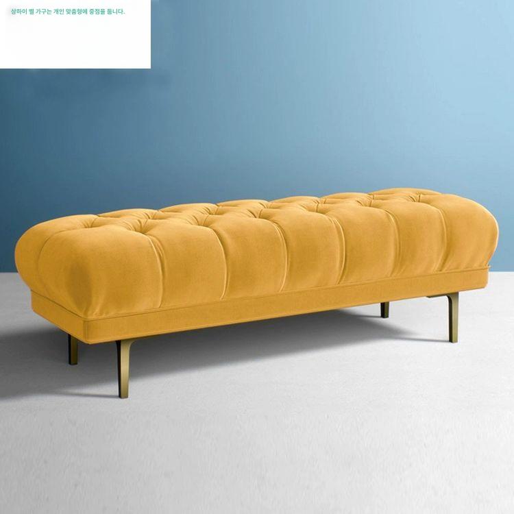 벨벳 벤치소파 골드 라운지 긴소파 골드메탈 스툴 벤치쇼파 60x40x40 연회색 - 상세 이미지 5