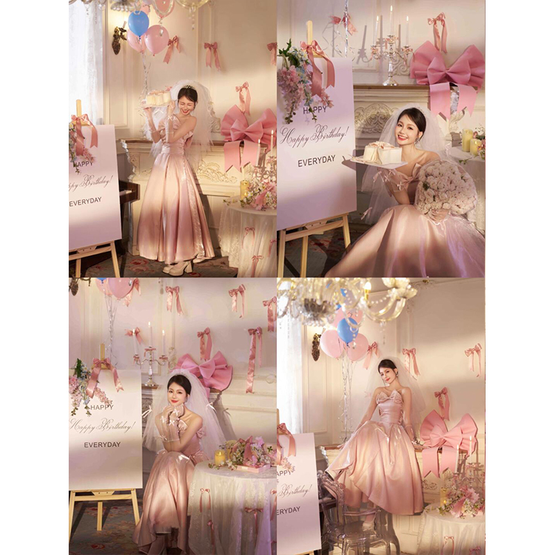 이브닝 드레스 연주회 브라이덜샤워 파티룩 여성 하이엔드 라이트 럭셔리 생일 우 웨딩 촬영 - 상세 이미지 5