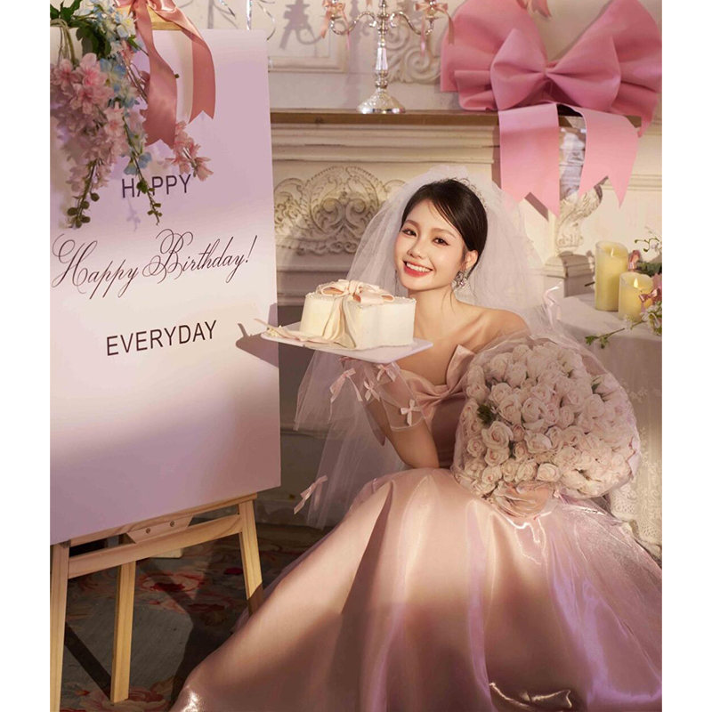 이브닝 드레스 연주회 브라이덜샤워 파티룩 여성 하이엔드 라이트 럭셔리 생일 우 웨딩 촬영 - 상세 이미지 3