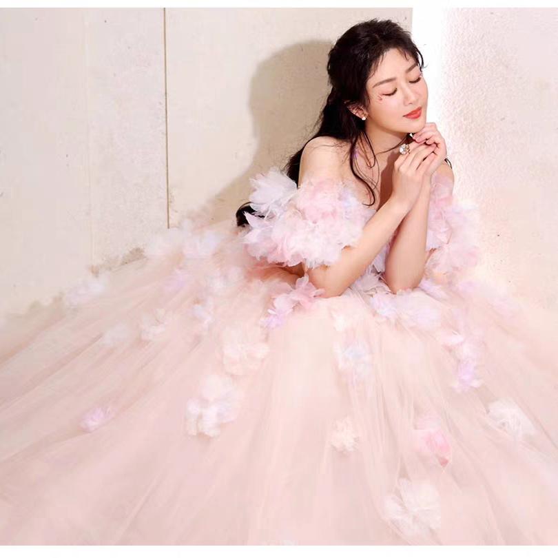 연주회 드레스 이브닝 브라이덜샤워 파티룩 슈퍼 요정 고급 경쾌한 럭셔리 꽃선녀 웨딩 촬영 - 상세 이미지 5