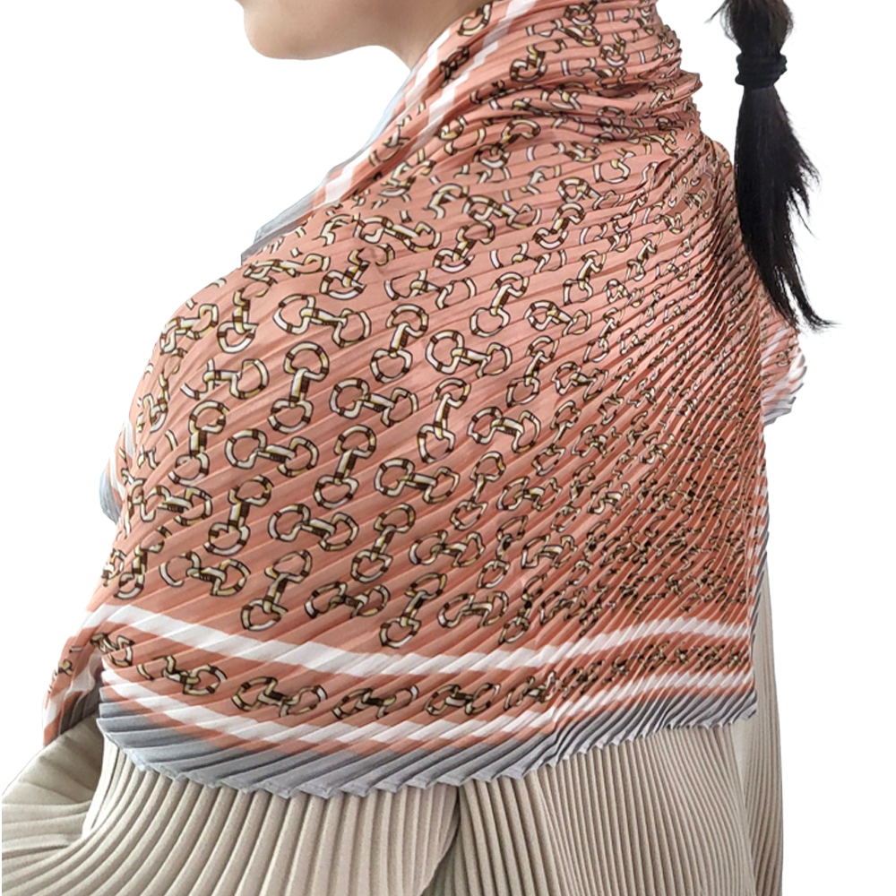 VSF41 플리츠 클래식 체인 실키한 핑크 정장 쁘띠 스카프