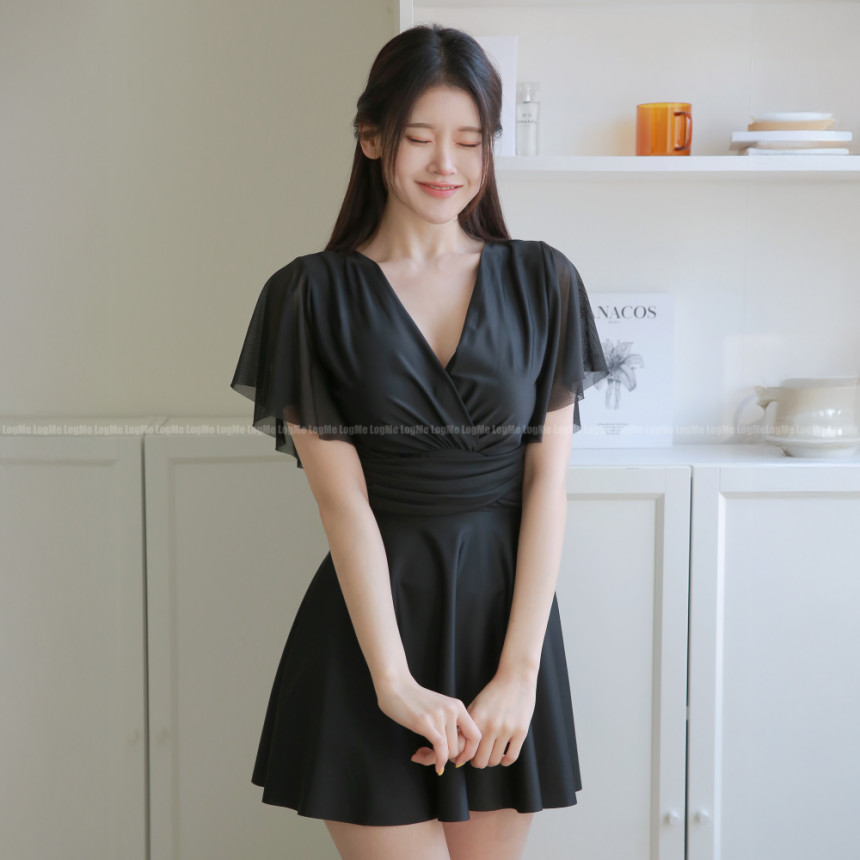 여성 체형커버 수영복 빅사이즈 치마 원피스 수영복 뱃살커버 사진 2