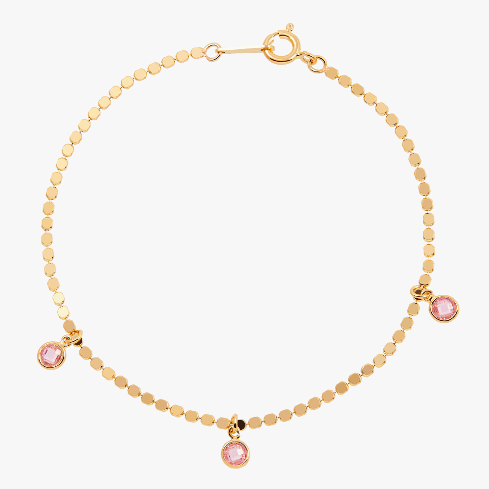 14K 18K 스위트 판볼 탄생석 체인 금 팔찌