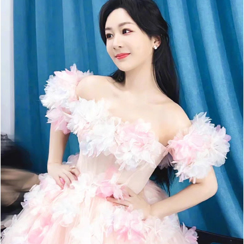 연주회 드레스 이브닝 브라이덜샤워 파티룩 슈퍼 요정 고급 경쾌한 럭셔리 꽃선녀 웨딩 촬영 - 상품 이미지