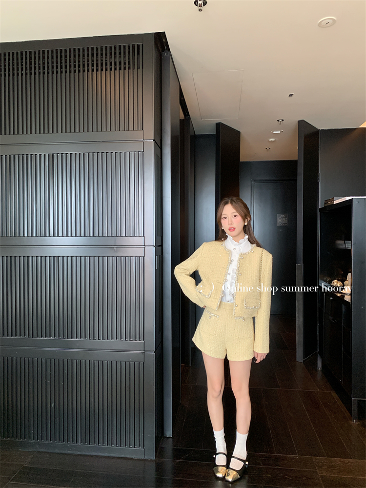 봄 가을 트위드 반바지 정장 세트 프랑스풍 하객룩 데이트룩 이미지 8