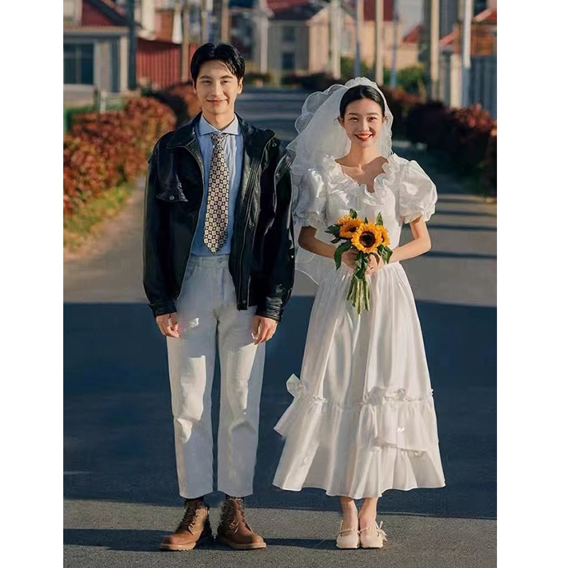 웨딩드레스 셀프촬영 2부드레스 복고 테마사진 빈티지 스튜디오 스냅 피로연 - 상세 이미지 3