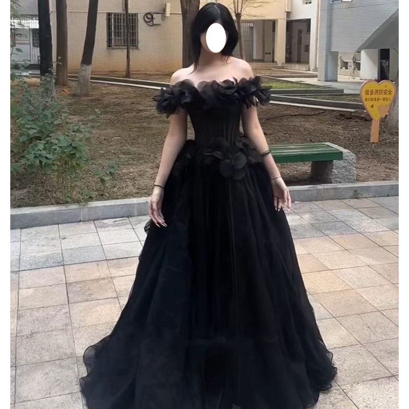 연주회 드레스 이브닝 브라이덜샤워 파티룩 검은 성인식 미술 시험 음악 생일 무 웨딩 촬영 - 상세 이미지 4