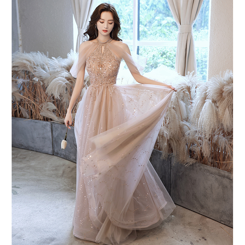 이브닝 드레스 연주회 브라이덜샤워 파티룩 스커트 여성 연회 가벼운 럭셔리 하이 웨딩 촬영 - 상세 이미지 2