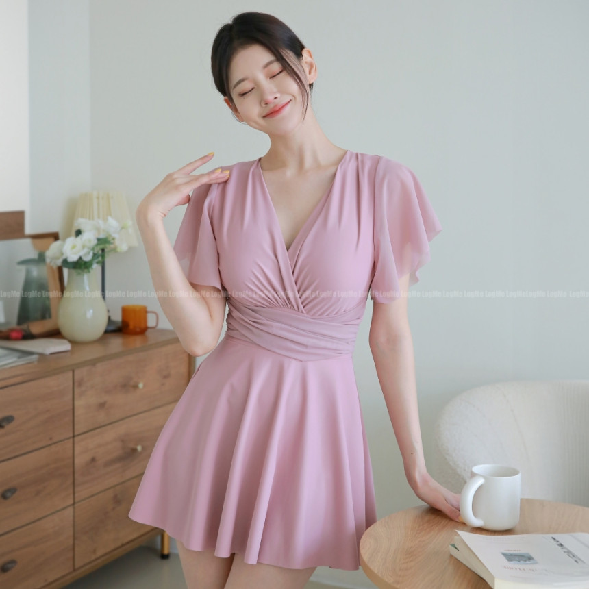 여성 체형커버 수영복 빅사이즈 치마 원피스 수영복 뱃살커버 사진 3