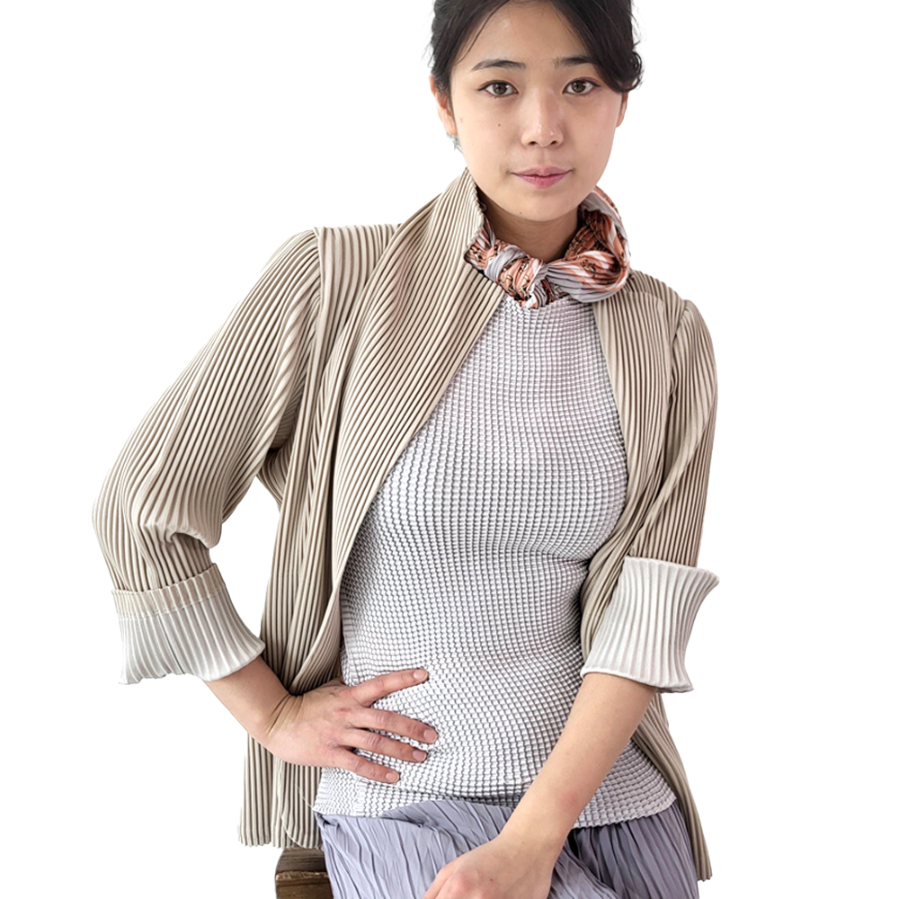 VSF41 플리츠 클래식 체인 실키한 핑크 정장 쁘띠 스카프