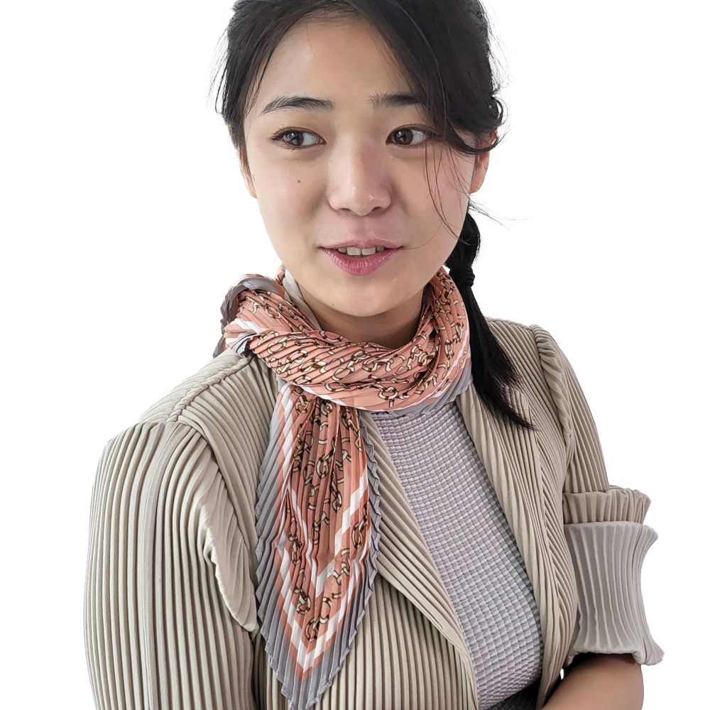 VSF41 플리츠 클래식 체인 실키한 핑크 정장 쁘띠 스카프