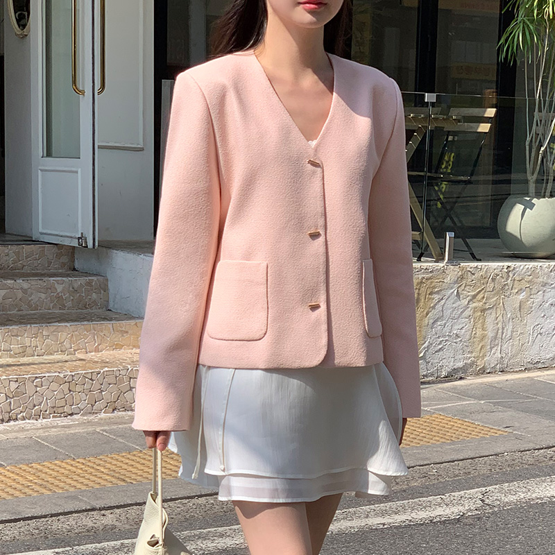 [자체제작] 골드 스틱 브이넥 트위드 긴팔 자켓 jk2976 - 상세 이미지 3