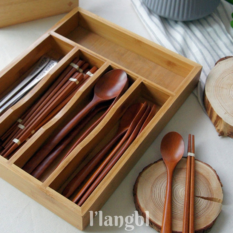 르랑블셀렉션 원목 수저통 젓가락통 숟가락통 커트러리 보관함 - 메인 이미지