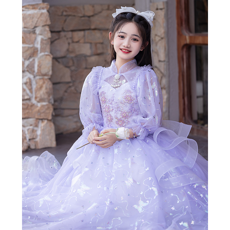 연주회 드레스 이브닝 브라이덜샤워 파티룩 여자 하이 엔드 라이트 럭셔리 긴팔 웨딩 촬영 - 상세 이미지 4