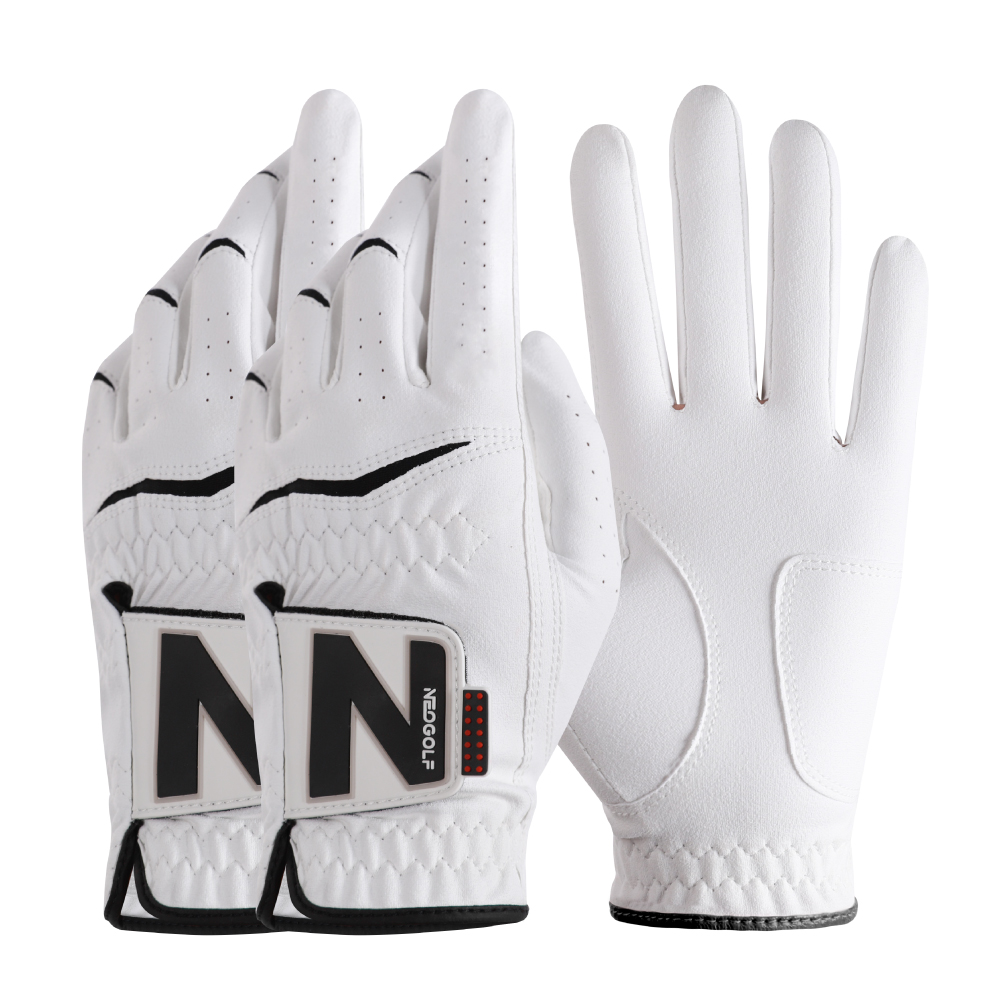 네오글러브 합피 극세사 이중덧댐 남성 골프장갑 2장, 25호, 화이트블랙