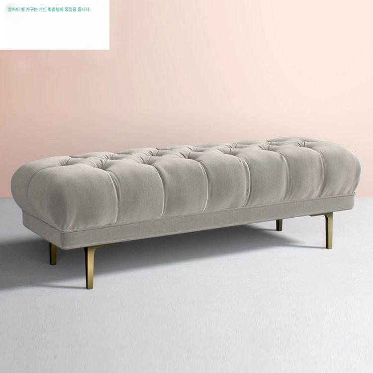 벨벳 벤치소파 골드 라운지 긴소파 골드메탈 스툴 벤치쇼파 60x40x40 연회색 - 상세 이미지 2
