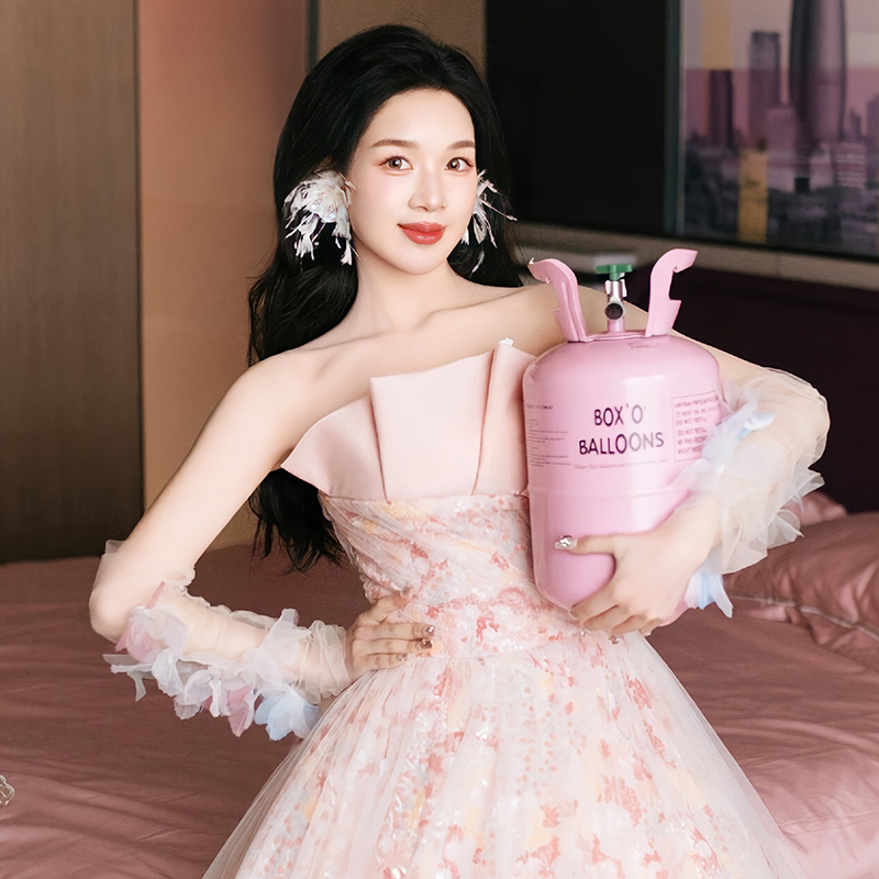 이브닝 드레스 연주회 브라이덜샤워 파티룩 핑크 고급 신부 약혼 웨딩 토스트 슈 촬영 - 상세 이미지 4