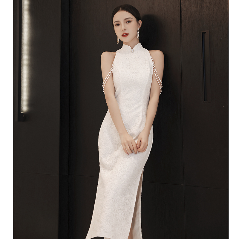 연주회 드레스 이브닝 브라이덜샤워 파티룩 치파오 작은 개선 여성의 가벼운 럭셔 웨딩 촬영 - 상세 이미지 2