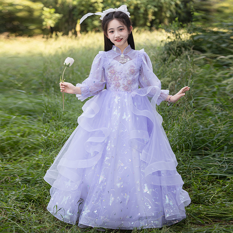 연주회 드레스 이브닝 브라이덜샤워 파티룩 여자 하이 엔드 라이트 럭셔리 긴팔 웨딩 촬영 - 상세 이미지 2