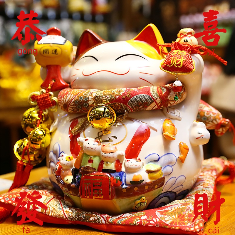 음식점 개업선물 행운 충전식 돈 재물 복 손 흔드는 고양이 식당 장식품 - 상세 이미지 4