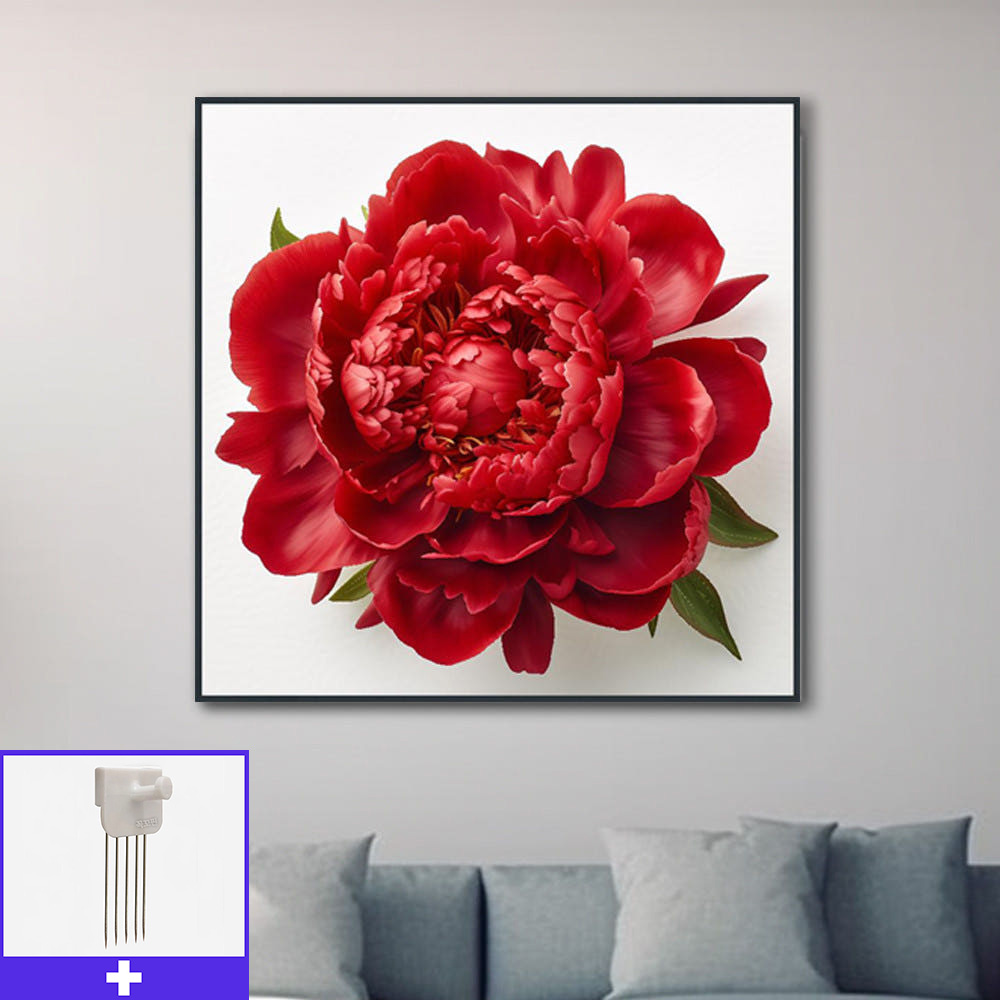 재물 모란 80x80cm 무광블랙 알루미늄액자 돈들어오는 그림 - 메인 이미지