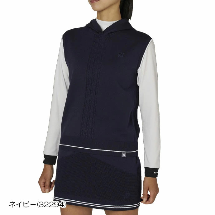 풋조이 FOOTJOY 여성 미니 케이블 후드 스웨터 니트 골프 조끼 3컬러 - 상세 이미지 3