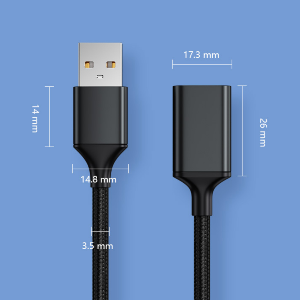 고급 편조 USB 연장 케이블 (키보드/마우스/프린터 유에스비 연장선) 3m, 1개 - 상세 이미지 5