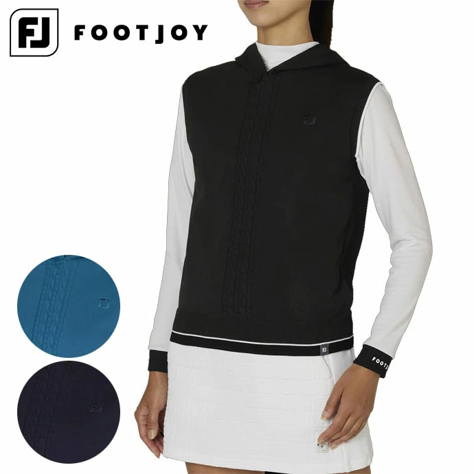 풋조이 FOOTJOY 여성 미니 케이블 후드 스웨터 니트 골프 조끼 3컬러 - 상품 이미지