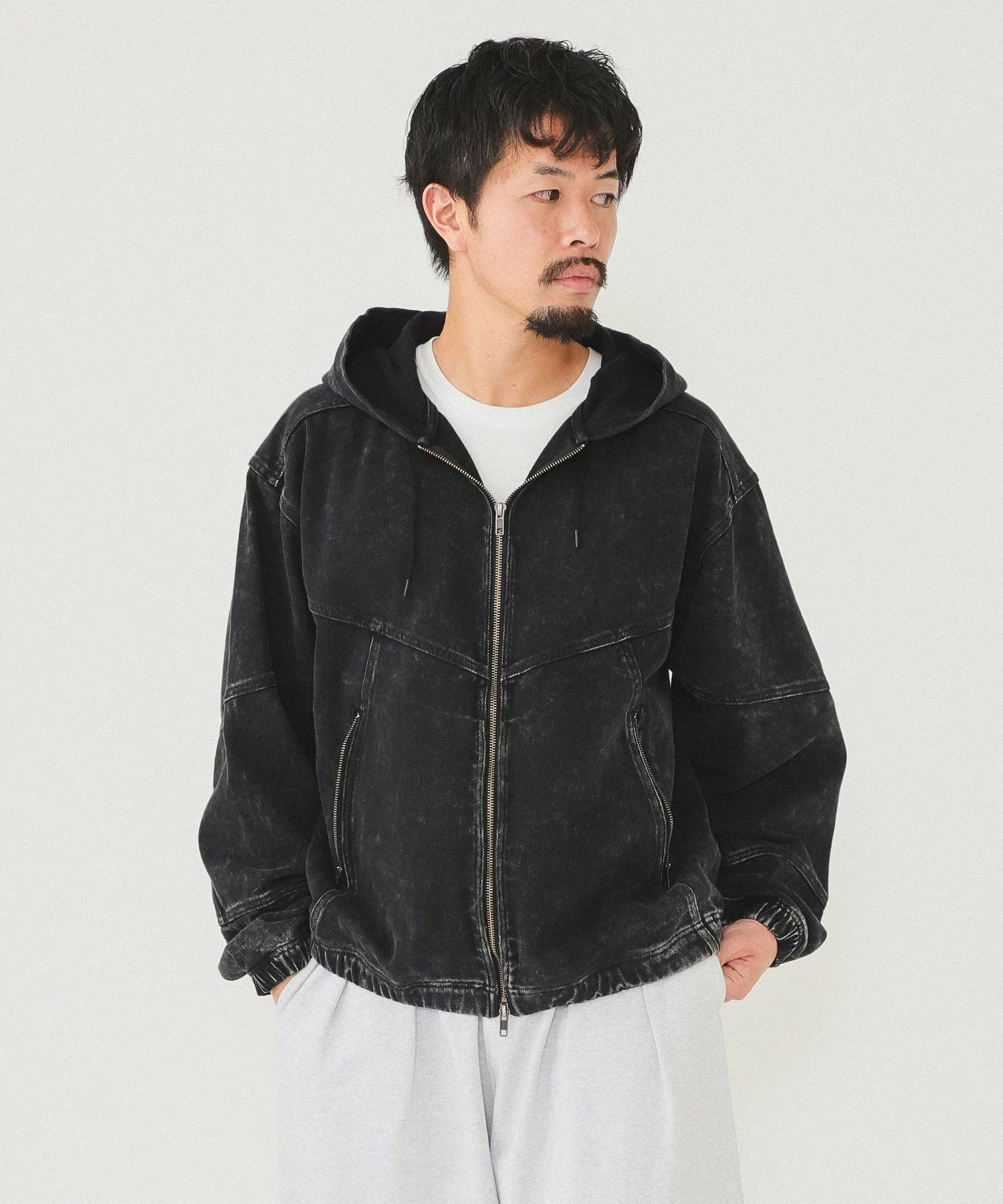빔즈 BEAMS 페이드 지퍼 블루종 블랙 블루 2컬러 이미지 7