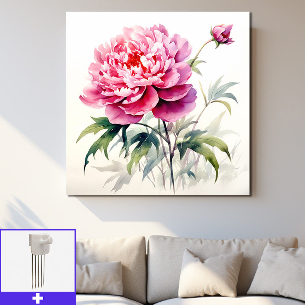 부귀 모란 80x80cm 캔버스액자 모란그림 - 메인 이미지