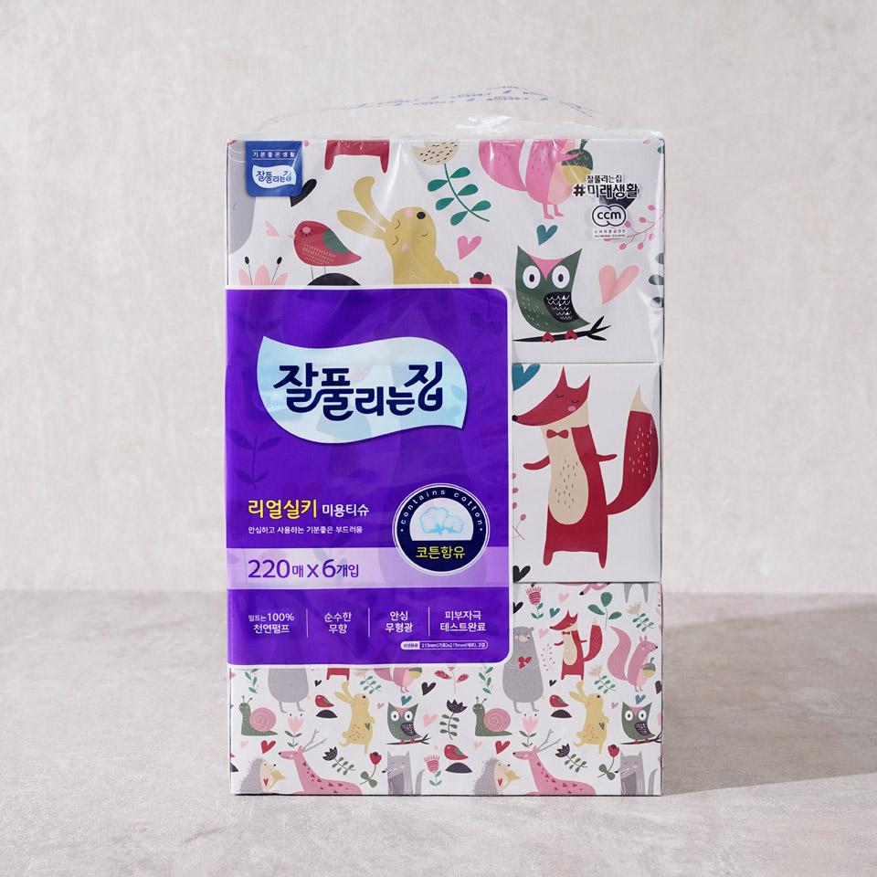 메가마트 미래생활 잘풀리는집 미용티슈 220매x6입