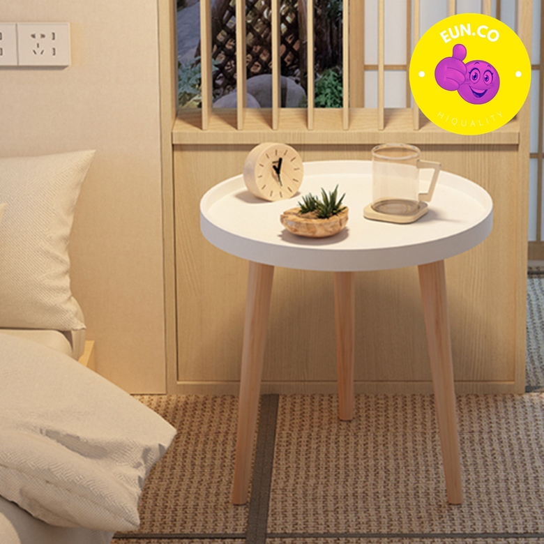 원목 사이드테이블 우드화이트 간이협탁 원형 미니탁자