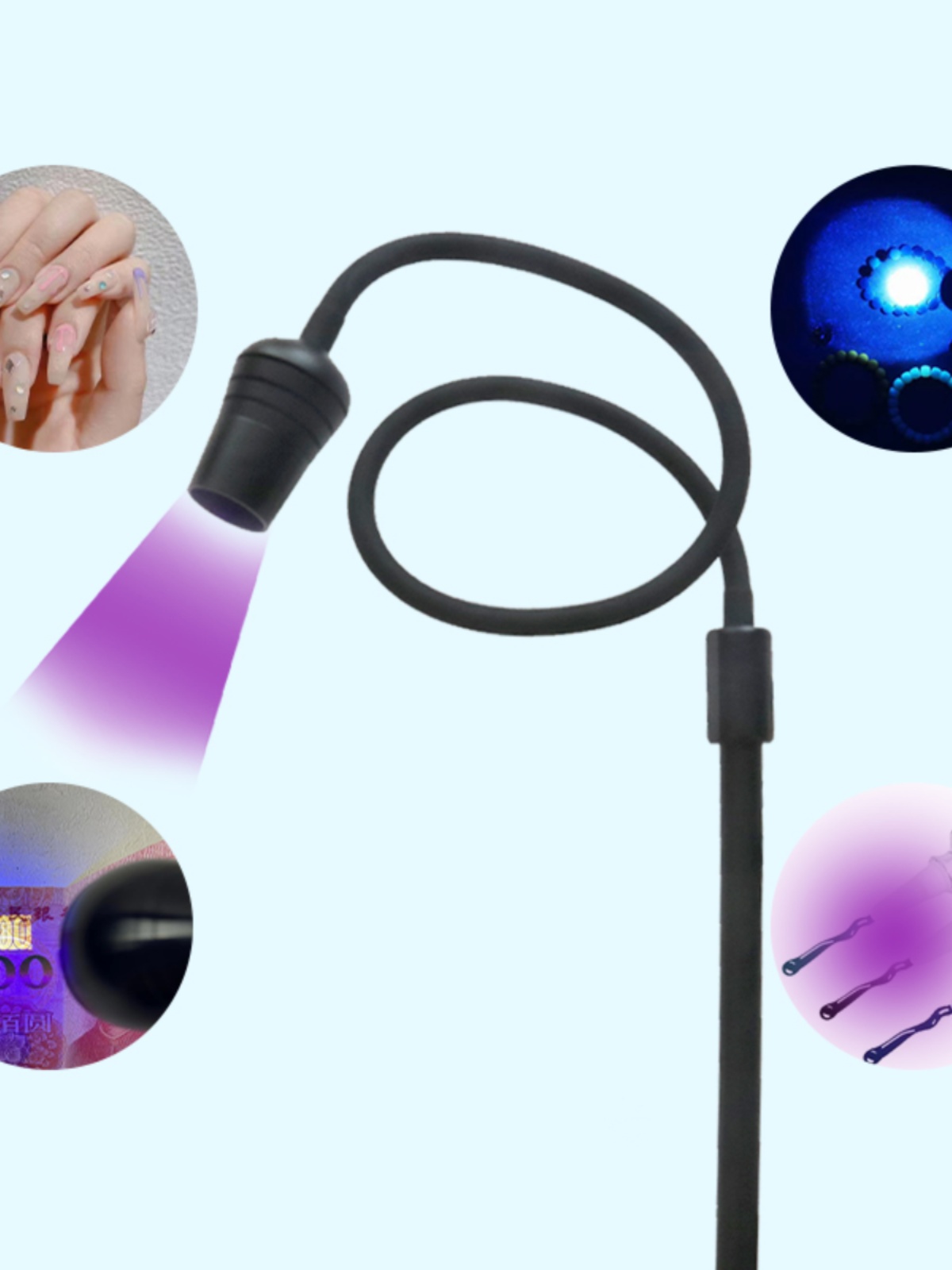 led 속눈썹연장 램프 uv 조명 미용실 자외선 글루 경화 아트 속눈썹 10W 블랙 나사형 미국 규격 - 상세 이미지 4