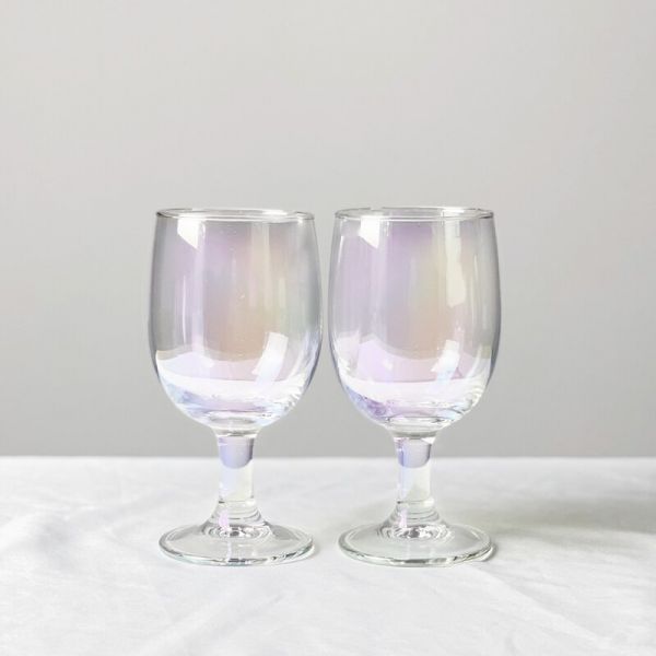 오로라 홀로그램 와인잔 2P세트 330ml 고블렛잔 샴페인잔 : 그린용