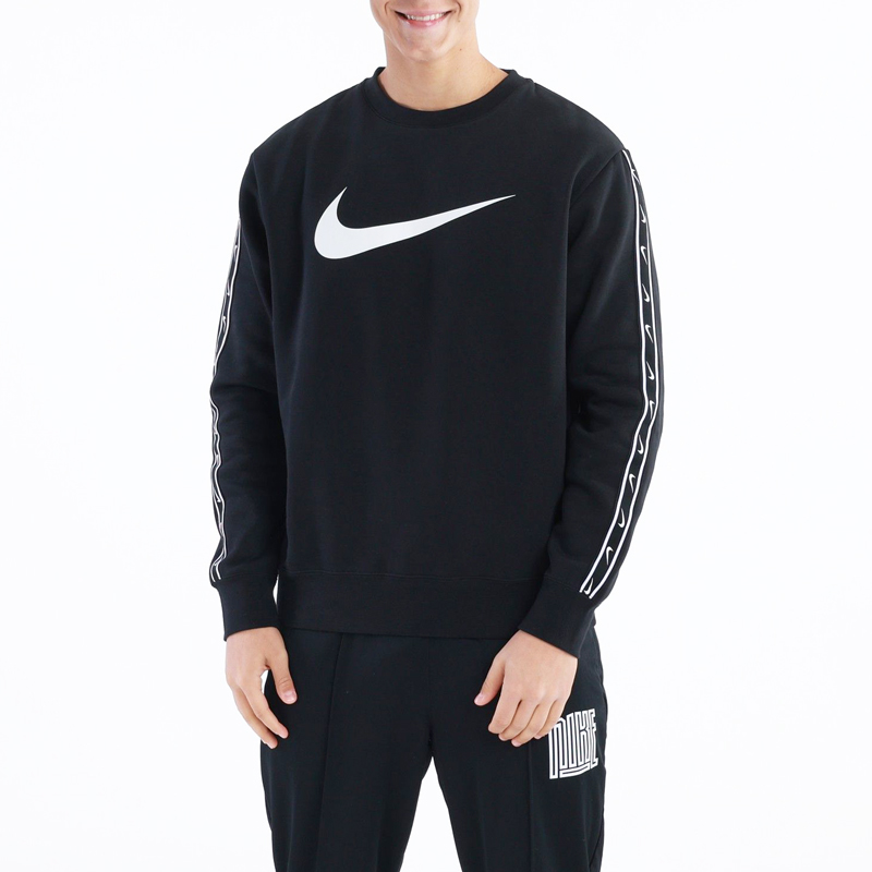 나이키 오버핏 스우시 기모 맨투맨 긴팔티셔츠 트레이닝복 DX2029블랙, 100