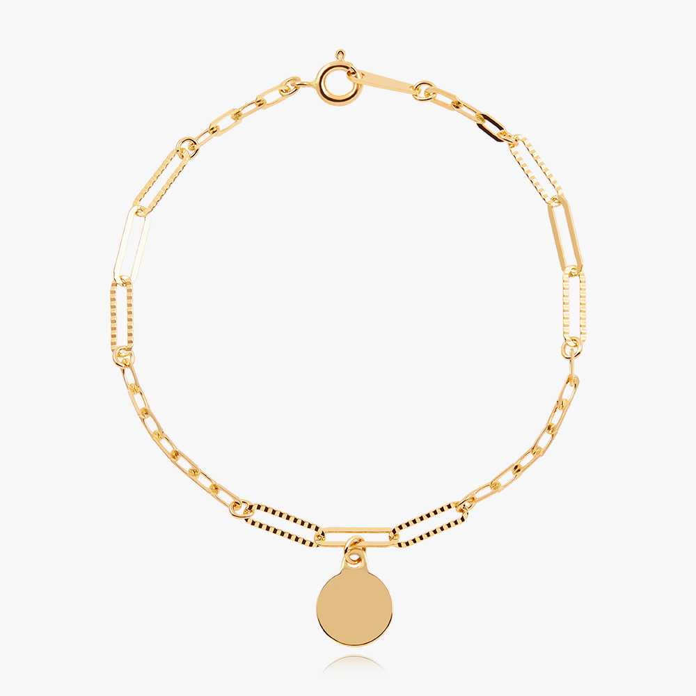 14K 오니리크 코인 앤 클립 체인 금 팔찌