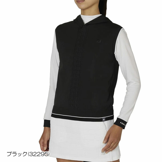 풋조이 FOOTJOY 여성 미니 케이블 후드 스웨터 니트 골프 조끼 3컬러 - 상세 이미지 4