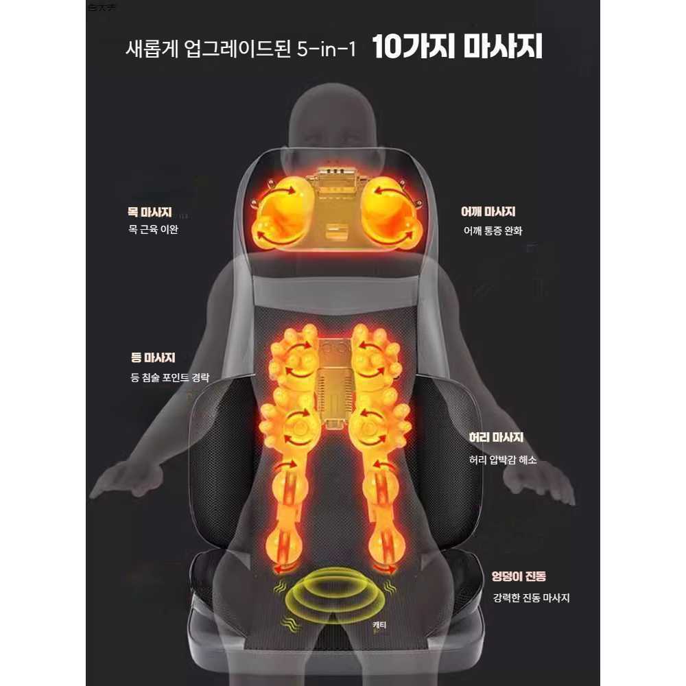 전자동 다기능 홈 마사지기 어깨 경추 허리 안마 의자 검정 4in1 마사지 이미지 6