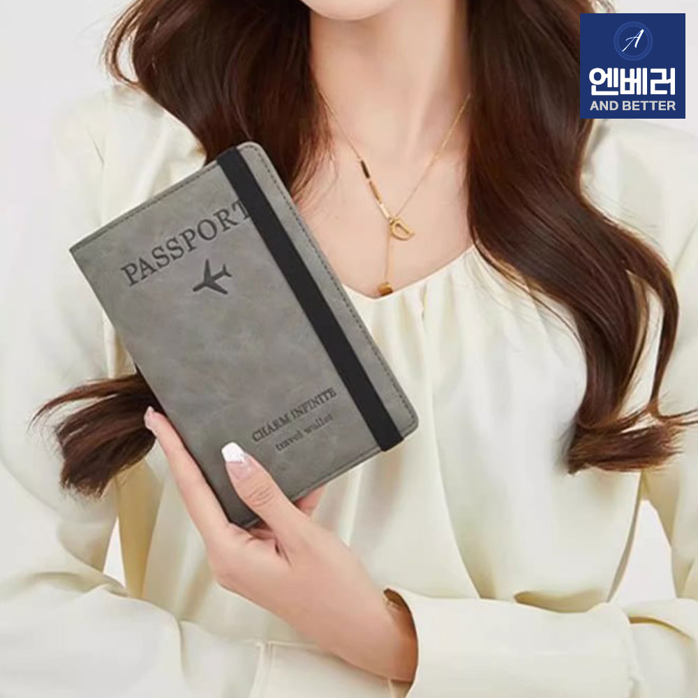 3종 여권케이스 여권 지갑 RFID차단 파우치 여행용 가죽 커버 가족 해외여행 이미지 6