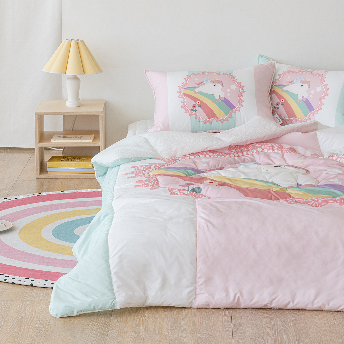 키즈 시어서커 쿨 냉감 에어컨 손자수 차렵 여름이불 단품 엘리봉봉 (유니콘), S.SS(싱글.슈퍼싱글겸용)