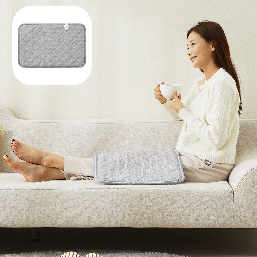 [1+1] 온열찜질기 전기찜질팩 허리 어깨 배 찜질 매트 탄소 원적외선 라이트그레이 중형