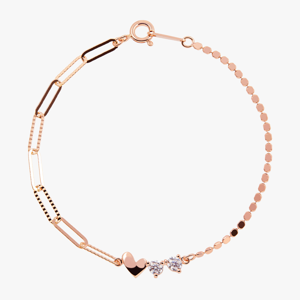 14K 루미에르 러브 라인 체인 금 팔찌