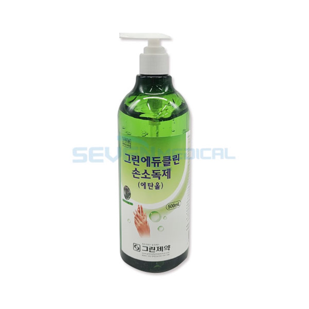 그린 에듀클린 손소독제 에탄올 65% 무색민트향 500ml : 세븐메디