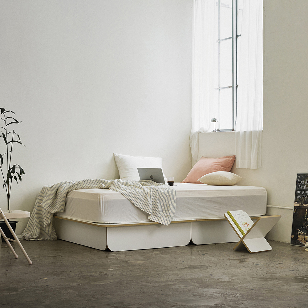 누어 룬드 무헤드 싱글 슈퍼싱글 수납형 파운데이션 침대 프레임 S/SS