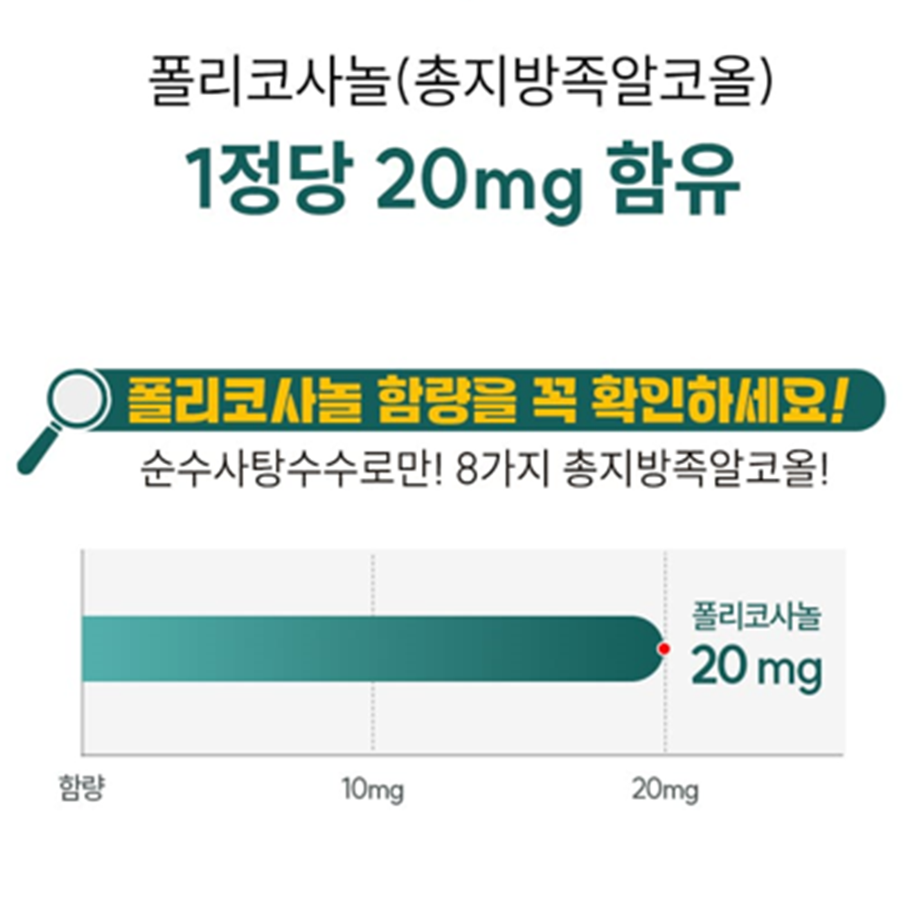 대현헬스케어 프리미엄 폴리코사놀 60정 1박스 2개월 20mg 사탕수수 홍국 나토키나제 - 상세 이미지 4
