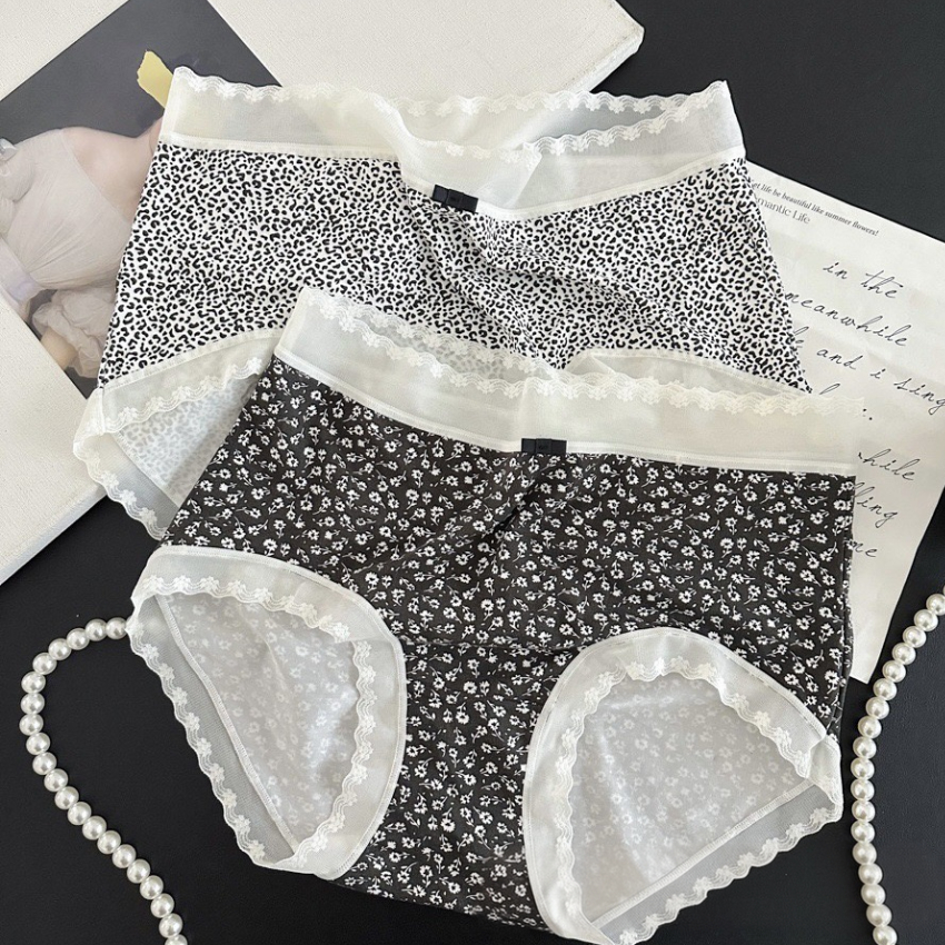 부드러운 편한 미니멀 플라워 레오파드 모달 데일리 원사이즈(85-105)여성 팬티 3종세트 - 메인 이미지